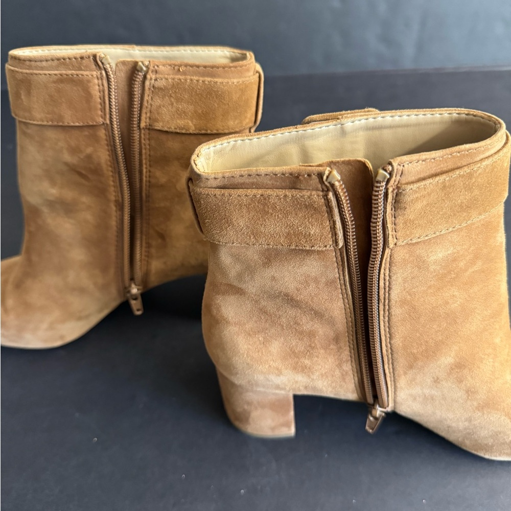 Ann Taylor-Nettie soft mocha mousse brown suede buckle ankle boot.9.5 - Picture 9 of 11